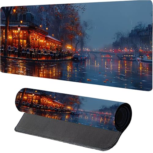 Grau Gaming Mauspad, Landschaft Mousepad XXL 1200 x 600mm, Schreibtischunterlage mit Genähten Kanten, Desk Mat mit Rutschfester Gummibasis, Großes Mauspad für Gaming Zubehör für Frauen C-9456 Grau Gaming Mauspad, Landschaft Mousepad XXL 1200 x 600mm, Schreibtischunterlage mit Genähten Kanten, Desk Mat mit Rutschfester Gummibasis, Großes Mauspad für Gaming Zubehör für Frauen C-9456 von MAYUPEOU