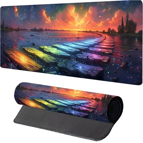 MAYUPEOU Gelb Gaming Mauspad, Landschaft Mousepad XXL 700 x 300mm, Schreibtischunterlage mit Genähten Kanten, Desk Mat mit Rutschfester Gummibasis, Großes Mauspad für Gaming Zubehör für Frauen 0-2383 MAYUPEOU Gelb Gaming Mauspad, Landschaft Mousepad XXL 700 x 300mm, Schreibtischunterlage mit Genähten Kanten, Desk Mat mit Rutschfester Gummibasis, Großes Mauspad für Gaming Zubehör für Frauen 0-2383 von MAYUPEOU