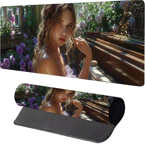 Weiß Gaming Mauspad, Frau Mousepad XXL 1000 x 500mm, Schreibtischunterlage mit Genähten Kanten, Desk Mat mit Rutschfester Gummibasis, Großes Mauspad für Gaming Zubehör, Geschenke für Frauen 3-9122 Weiß Gaming Mauspad, Frau Mousepad XXL 1000 x 500mm, Schreibtischunterlage mit Genähten Kanten, Desk Mat mit Rutschfester Gummibasis, Großes Mauspad für Gaming Zubehör, Geschenke für Frauen 3-9122 von MAYUPEOU