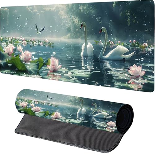 Weiß Gaming Mauspad, Gans Mousepad XXL 1600 x 800mm, Schreibtischunterlage mit Genähten Kanten, Desk Mat mit Rutschfester Gummibasis, Großes Mauspad für Gaming Zubehör, Geschenke für Frauen F-2487 Weiß Gaming Mauspad, Gans Mousepad XXL 1600 x 800mm, Schreibtischunterlage mit Genähten Kanten, Desk Mat mit Rutschfester Gummibasis, Großes Mauspad für Gaming Zubehör, Geschenke für Frauen F-2487 von MAYUPEOU
