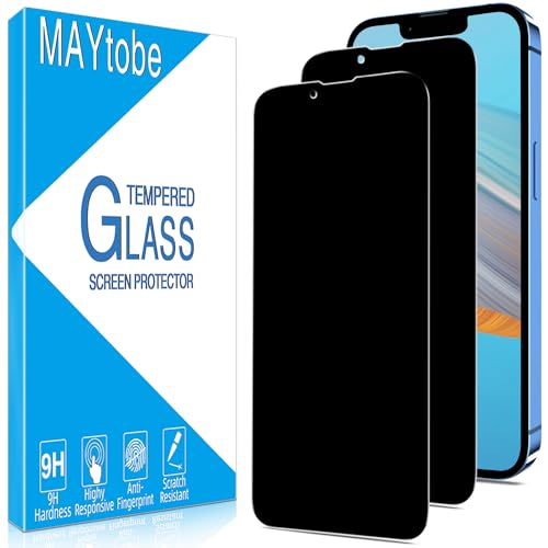 MAYtobe 2 Pack Privacy Displayschutzfolie für Apple iPhone 13 Pro Max, Anti-Spionage gehärtetes Glas, hüllenfreundlich, kratzfest, ultra-widerstandsfähig, berührungsempfindlich, blasenfrei von MAYtobe