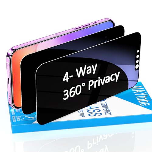MAYtobe 2 Stück 360 Grad Sichtschutz Schutzfolie für iPhone 13, 13 Pro, iPhone 14, Volle Abdeckung, Anti Spy 4 Seiten, 9H Härte Glas, Anti Kratzen MAYtobe 2 Stück 360 Grad Sichtschutz Schutzfolie für iPhone 13, 13 Pro, iPhone 14, Volle Abdeckung, Anti Spy 4 Seiten, 9H Härte Glas, Anti Kratzen von MAYtobe