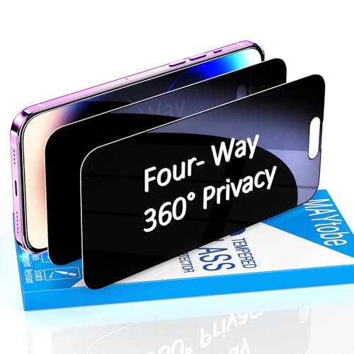 MAYtobe 2 Stück 360 Grad Sichtschutz Schutzfolie für iPhone 14 Pro, Volle Abdeckung, Anti Spy 4 Seiten, 9H Härte Glas, Anti Kratzen MAYtobe 2 Stück 360 Grad Sichtschutz Schutzfolie für iPhone 14 Pro, Volle Abdeckung, Anti Spy 4 Seiten, 9H Härte Glas, Anti Kratzen von MAYtobe