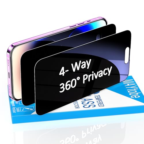 MAYtobe 2 Stück 360 Grad Sichtschutz Schutzfolie für iPhone 14 Pro Max, Volle Abdeckung, Anti Spy 4 Seiten, 9H Härte Glas, Anti Kratzen MAYtobe 2 Stück 360 Grad Sichtschutz Schutzfolie für iPhone 14 Pro Max, Volle Abdeckung, Anti Spy 4 Seiten, 9H Härte Glas, Anti Kratzen von MAYtobe