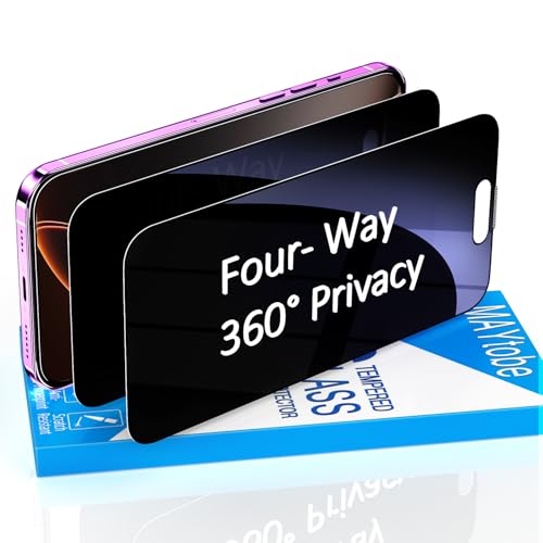 MAYtobe 2 Stück 360 Grad Sichtschutz Schutzfolie für iPhone 16 Pro Max, Volle Abdeckung, Anti Spy 4 Seiten, 9H Härte Glas, Anti Kratzen MAYtobe 2 Stück 360 Grad Sichtschutz Schutzfolie für iPhone 16 Pro Max, Volle Abdeckung, Anti Spy 4 Seiten, 9H Härte Glas, Anti Kratzen von MAYtobe