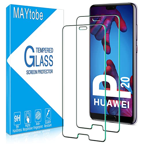 MAYtobe 2 Stück Schutzfolie für Huawei P20, Frei von Kratzern, 9H Härte Glas, Ultrabeständig, 0.33mm Ultra-Klar, HD Displayschutzfolie, Blasenfrei, Einfaches Anbringung von MAYtobe