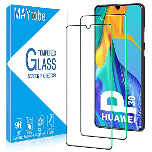 MAYtobe [2 Stück] Schutzfolie für Huawei P30 Schutzglas, Frei von Kratzern, 9H Härte, Blasenfreie, Ultra-klar Displayschutzfolie, Ultrabeständig, Einfaches Anbringung von MAYtobe