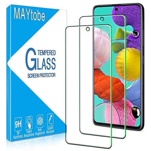 MAYtobe 2 Stück Schutzfolie für Samsung Galaxy A51 Schutzglas, HD Displayschutzfolie, Blasenfrei, Frei von Kratzern, 2.5D Rand, 0,33mm Ultra-klar, 9H Härte, Ultrabeständig von MAYtobe