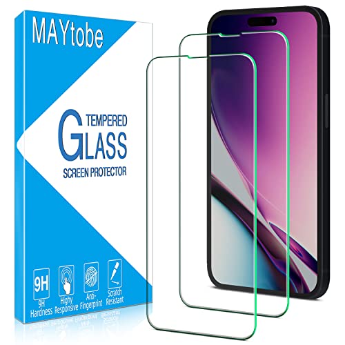 MAYtobe [2 Stück] Schutzfolie für iPhone 14 Pro 6,1 Zoll, Frei von Kratzern, Blasenfrei, 0,33mm Ultra-Klar, 9H Härte Glas, Ultrabeständig, HD Displayschutzfolie von MAYtobe