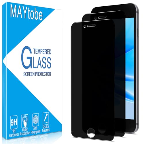 MAYtobe 2 Stück Sichtschutz Schutzfolie für iPhone SE 2020, 6, 6s, 7, 8, Volle Abdeckung, Anti Spy, 9H Härte Schutzglas, Anti-Kratzen von MAYtobe