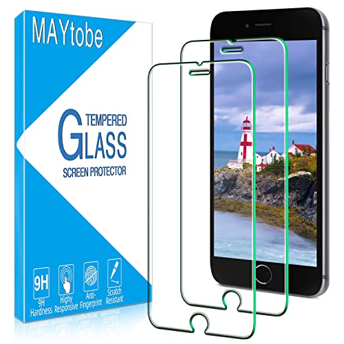 MAYtobe Displayschutzfolie für iPhone SE 3 / SE 2 (2020/2022 Edition) 11,9 cm (4,7 Zoll) gehärtetes Glas, hüllenfreundlich, 9H Härte, blasenfrei, kratzfest, einfach zu installieren, von MAYtobe