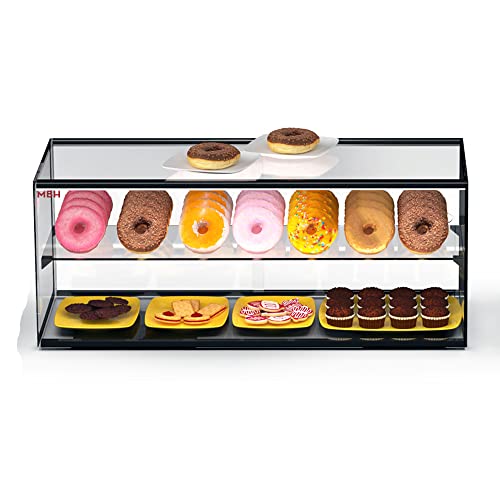 MBH - Neutrale Doppelvitrine mit LED-Beleuchtung, 92 cm, 2 Ebenen, für Gastronomie. Neutrales Glasdisplay für Gebäck und Süßwaren. von MBH - MAQUINARIA BAR HOSTELERÍA