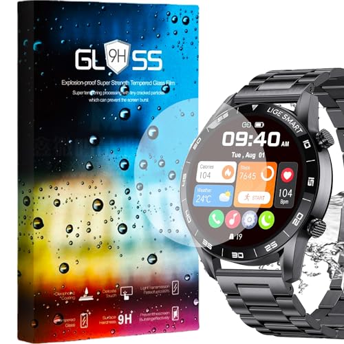Mbros Kompatibel mit [3 Stück Displayschutz] 9H Displayschutz aus Hartglas, kompatibel mit Smartwatch Foxbox Herren 1,43 Zoll SML1-C PRO (3 Stück) von MBROS
