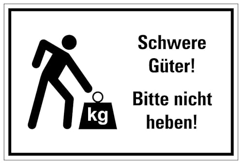 Aufkleber Gesundheit Hinweis „Schwere Güter! Bitte nicht heben!“ Schild Folie selbstklebend, schwarz | Größen wählbar Made in Germany, Größe: 10x15cm Aufkleber Gesundheit Hinweis „Schwere Güter! Bitte nicht heben!“ Schild Folie selbstklebend, schwarz | Größen wählbar Made in Germany, Größe: 10x15cm von MBS SIGNS