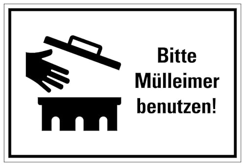 Aufkleber Hinweis Abfallkennzeichnung „Bitte Mülleimer benutzen“ Recycling Schild Folie selbstklebend, schwarz | Größen wählbar Made in Germany, Größe: 40x60cm Aufkleber Hinweis Abfallkennzeichnung „Bitte Mülleimer benutzen“ Recycling Schild Folie selbstklebend, schwarz | Größen wählbar Made in Germany, Größe: 40x60cm von MBS SIGNS