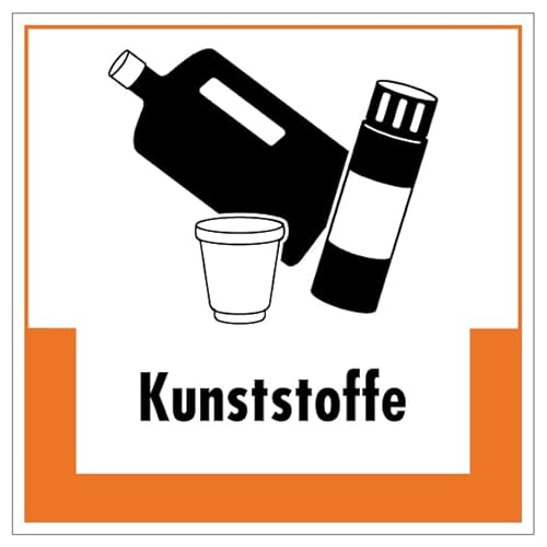 Aufkleber Hinweis Abfallkennzeichnung "Kunststoffe" Müllentsorgung Recycling Schild Folie selbstklebend, orange | 5-40cm Made in Germany, Größe: 20x20 cm Aufkleber Hinweis Abfallkennzeichnung "Kunststoffe" Müllentsorgung Recycling Schild Folie selbstklebend, orange | 5-40cm Made in Germany, Größe: 20x20 cm von MBS SIGNS