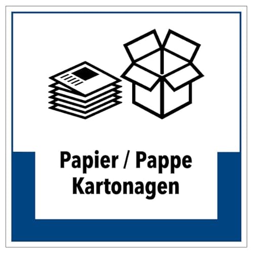 Aufkleber Hinweis Abfallkennzeichnung "Papier/Pappe Kartonagen" Müllentsorgung Recycling Schild Folie selbstklebend, blau | 5-40cm Made in Germany, Größe: 20x20 cm Aufkleber Hinweis Abfallkennzeichnung "Papier/Pappe Kartonagen" Müllentsorgung Recycling Schild Folie selbstklebend, blau | 5-40cm Made in Germany, Größe: 20x20 cm von MBS SIGNS