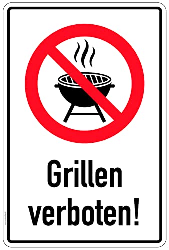 Aufkleber Verbot Sicherheit Hinweis"Outdoor/Freizeit" Warnung Schild Folie selbstklebend | Variante wählbar Made in Germany, Größe: Grillen verboten | 22,5x15cm von MBS SIGNS