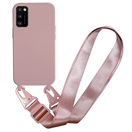 MBSLFY Silikon Handykette für Samsung Galaxy A41 Hülle mit Band,Verstellbarer Halskette Handyhülle,Necklace Hülle mit Band, Handyhülle für zum Umhängen,Case mit Schnur,Hell Pink von MBSLFY