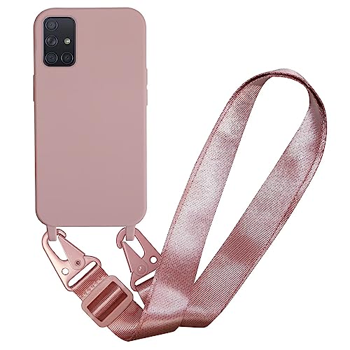 MBSLFY Silikon Handykette für Samsung Galaxy A51 4G Hülle mit Band,Verstellbarer Halskette Handyhülle,Necklace Hülle mit Band, Handyhülle für zum Umhängen,Case mit Schnur,Hell Pink von MBSLFY