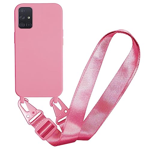 MBSLFY Silikon Handykette für Samsung Galaxy A51 4G Hülle mit Band,Verstellbarer Halskette Handyhülle,Necklace Hülle mit Band, Handyhülle für zum Umhängen,Case mit Schnur,Rosa von MBSLFY