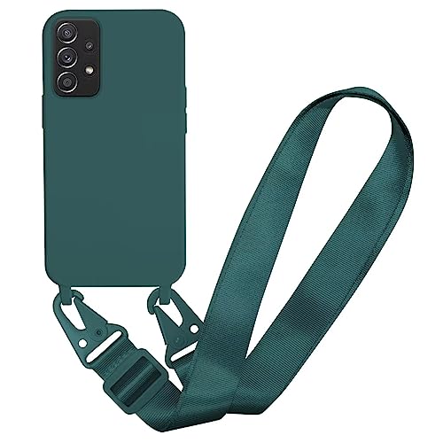 MBSLFY Silikon Handykette für Samsung Galaxy A53 5G Hülle mit Band,Verstellbarer Halskette Handyhülle,Necklace Hülle mit Band, Handyhülle für zum Umhängen,Case mit Schnur,Dunkel grün von MBSLFY