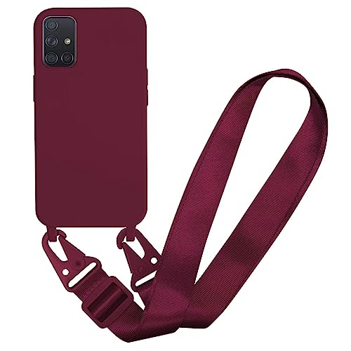 MBSLFY Silikon Handykette für Samsung Galaxy A71 4G Hülle mit Band,Verstellbarer Halskette Handyhülle,Necklace Hülle mit Band, Handyhülle für zum Umhängen,Case mit Schnur,Rot von MBSLFY