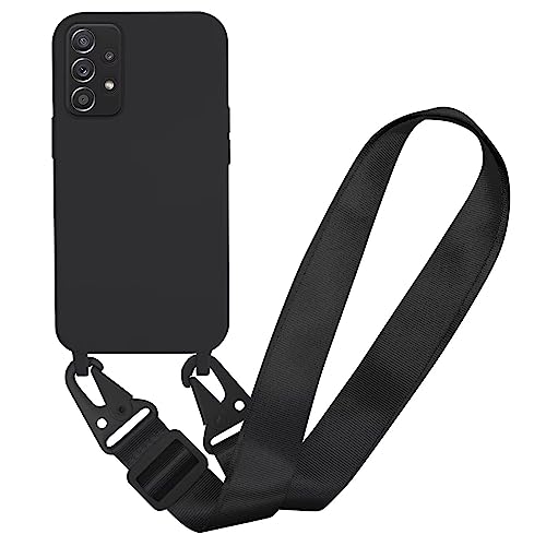 MBSLFY Silikon Handykette für Samsung Galaxy A72 5G Hülle mit Band,Verstellbarer Halskette Handyhülle,Necklace Hülle mit Band, Handyhülle für zum Umhängen,Case mit Schnur,Schwarz von MBSLFY