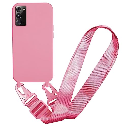 MBSLFY Silikon Handykette für Samsung Galaxy Note 20 Hülle mit Band,Verstellbarer Halskette Handyhülle,Necklace Hülle mit Band, Handyhülle für zum Umhängen,Case mit Schnur,Rosa von MBSLFY