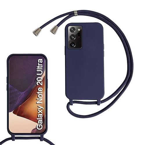 MBSLFY Silikon Handykette für Samsung Galaxy Note 20 Ultra Hülle mit Band,Verstellbarer Halskette Handyhülle,Necklace Hülle mit Band, Handyhülle für zum Umhängen,Case mit Schnur,Navy blau von MBSLFY