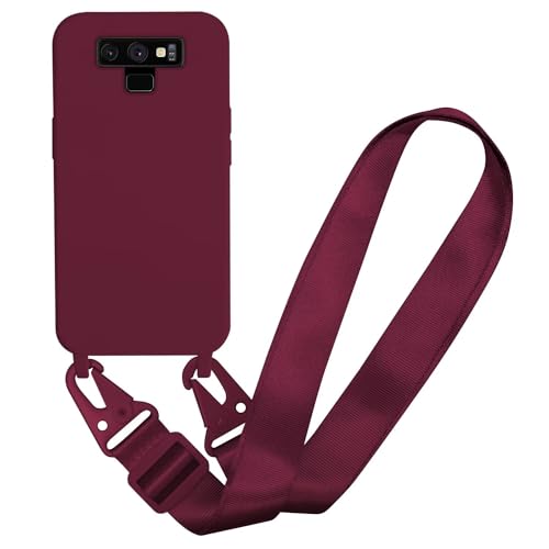 MBSLFY Silikon Handykette für Samsung Galaxy Note 9 Hülle mit Band,Verstellbarer Halskette Handyhülle,Necklace Hülle mit Band, Handyhülle für zum Umhängen,Case mit Schnur,Rot von MBSLFY