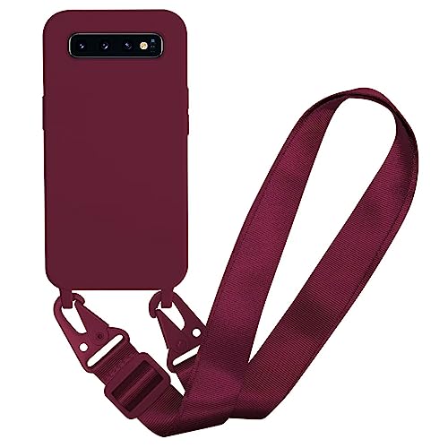 MBSLFY Silikon Handykette für Samsung Galaxy S10 Hülle mit Band,Verstellbarer Halskette Handyhülle,Necklace Hülle mit Band, Handyhülle für zum Umhängen,Case mit Schnur,Rot von MBSLFY