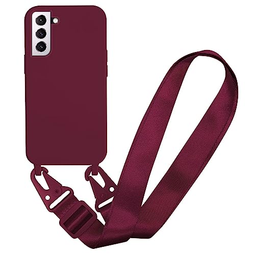 MBSLFY Silikon Handykette für Samsung Galaxy S21 Plus Hülle mit Band,Verstellbarer Halskette Handyhülle,Necklace Hülle mit Band, Handyhülle für zum Umhängen,Case mit Schnur,Rot von MBSLFY