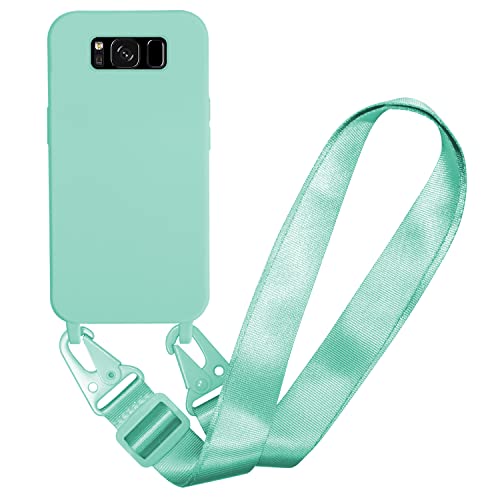 MBSLFY Silikon Handykette für Samsung Galaxy S8 Plus Hülle mit Band,Verstellbarer Halskette Handyhülle,Necklace Hülle mit Band, Handyhülle für zum Umhängen,Case mit Schnur,Minz grün von MBSLFY