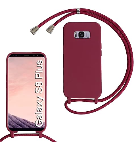MBSLFY Silikon Handykette für Samsung Galaxy S8 Plus Hülle mit Band,Verstellbarer Halskette Handyhülle,Necklace Hülle mit Band, Handyhülle für zum Umhängen,Case mit Schnur,Rot von MBSLFY
