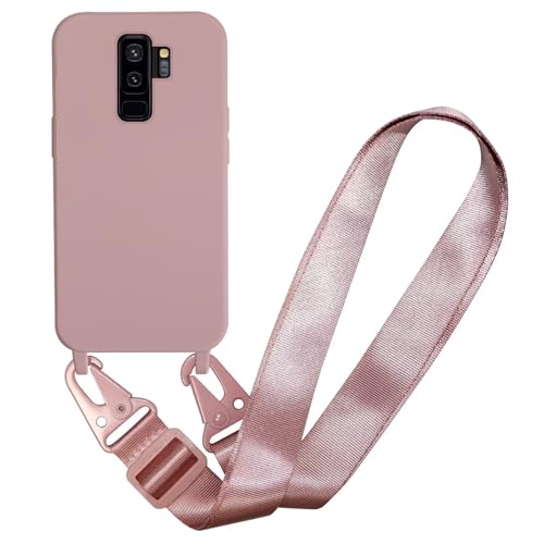 MBSLFY Silikon Handykette für Samsung Galaxy S9 Plus Hülle mit Band,Verstellbarer Halskette Handyhülle,Necklace Hülle mit Band, Handyhülle für zum Umhängen,Case mit Schnur,Hell Pink von MBSLFY