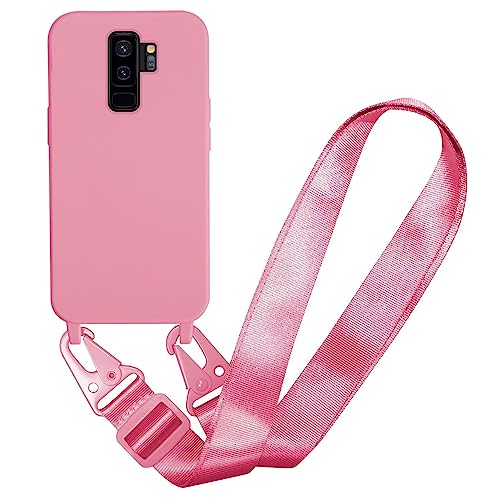 MBSLFY Silikon Handykette für Samsung Galaxy S9 Plus Hülle mit Band,Verstellbarer Halskette Handyhülle,Necklace Hülle mit Band, Handyhülle für zum Umhängen,Case mit Schnur,Rosa von MBSLFY