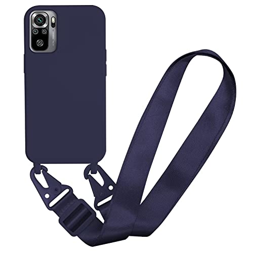 MBSLFY Silikon Handykette für Xiaomi Redmi Note 10 4G/Note 10S Hülle mit Band,Verstellbarer Halskette Handyhülle,Necklace Hülle mit Band, Handyhülle für zum Umhängen,Case mit Schnur,Navy blau von MBSLFY