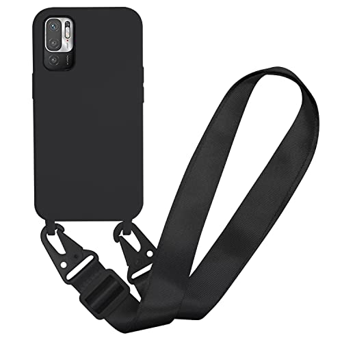 MBSLFY Silikon Handykette für Xiaomi Redmi Note 10 5G Hülle mit Band,Verstellbarer Halskette Handyhülle,Necklace Hülle mit Band, Handyhülle für zum Umhängen,Case mit Schnur,Schwarz von MBSLFY