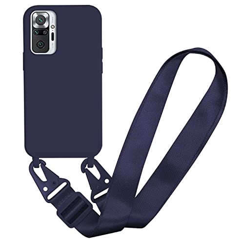 MBSLFY Silikon Handykette für Xiaomi Redmi Note 10 Pro/Note 10 Pro Max Hülle mit Band,Verstellbarer Halskette Handyhülle,Necklace Hülle mit Band, Handyhülle für zum Umhängen,Case mit Schnur,Navy blau von MBSLFY