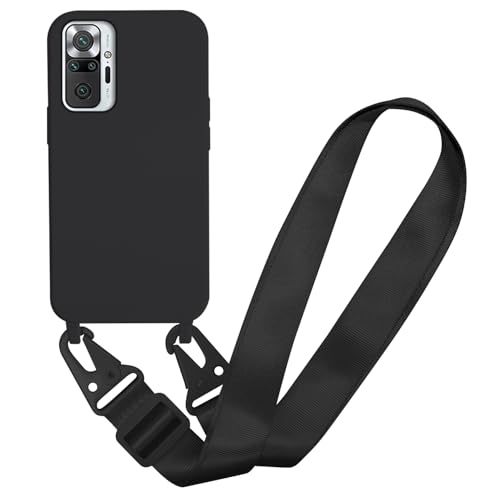 MBSLFY Silikon Handykette für Xiaomi Redmi Note 10 Pro/Note 10 Pro Max Hülle mit Band,Verstellbarer Halskette Handyhülle,Necklace Hülle mit Band, Handyhülle für zum Umhängen,Case mit Schnur,Schwarz von MBSLFY