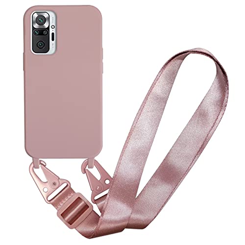 MBSLFY Silikon Handykette für Xiaomi Redmi Note 10 Pro/Note 10 Pro Max Hülle mit Band,Verstellbarer Halskette Handyhülle,Necklace Hülle mit Band, Handyhülle für zum Umhängen,Case mit Schnur,Hell Pink von MBSLFY