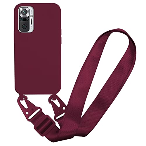 MBSLFY Silikon Handykette für Xiaomi Redmi Note 10 Pro/Note 10 Pro Max Hülle mit Band,Verstellbarer Halskette Handyhülle,Necklace Hülle mit Band, Handyhülle für zum Umhängen,Case mit Schnur,Rot von MBSLFY