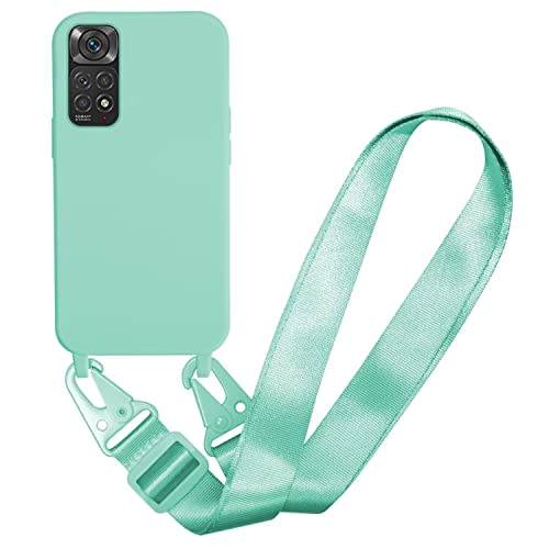 MBSLFY Silikon Handykette für Xiaomi Redmi Note 11 4G/Note 11S Hülle mit Band,Verstellbarer Halskette Handyhülle,Necklace Hülle mit Band, Handyhülle für zum Umhängen,Case mit Schnur,Minz grün von MBSLFY