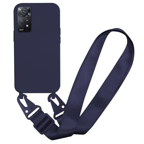 MBSLFY Silikon Handykette für Xiaomi Redmi Note 11 Pro Hülle mit Band,Verstellbarer Halskette Handyhülle,Necklace Hülle mit Band, Handyhülle für zum Umhängen,Case mit Schnur,Navy blau von MBSLFY