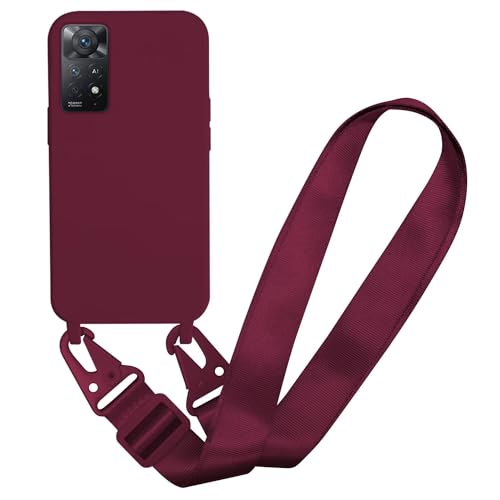 MBSLFY Silikon Handykette für Xiaomi Redmi Note 11 Pro Hülle mit Band,Verstellbarer Halskette Handyhülle,Necklace Hülle mit Band, Handyhülle für zum Umhängen,Case mit Schnur,Rot von MBSLFY