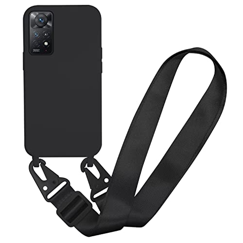 MBSLFY Silikon Handykette für Xiaomi Redmi Note 11 Pro Hülle mit Band,Verstellbarer Halskette Handyhülle,Necklace Hülle mit Band, Handyhülle für zum Umhängen,Case mit Schnur,Schwarz von MBSLFY