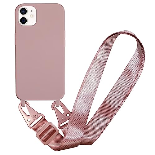 MBSLFY Silikon Handykette für iPhone 11 Hülle mit Band,Verstellbarer Halskette Handyhülle,Necklace Hülle mit Band, Handyhülle für zum Umhängen,Case mit Schnur,Hell Pink von MBSLFY