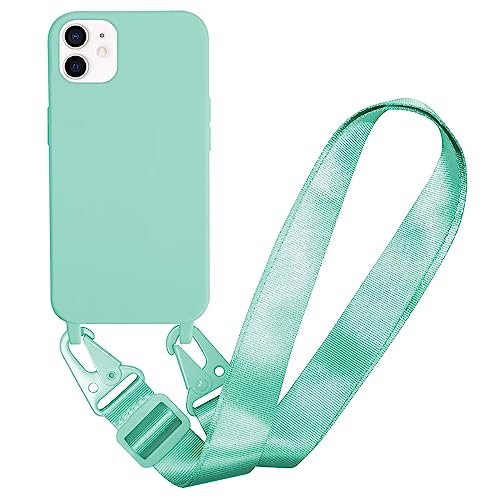 MBSLFY Silikon Handykette für iPhone 11 Hülle mit Band,Verstellbarer Halskette Handyhülle,Necklace Hülle mit Band, Handyhülle für zum Umhängen,Case mit Schnur,Minz grün von MBSLFY