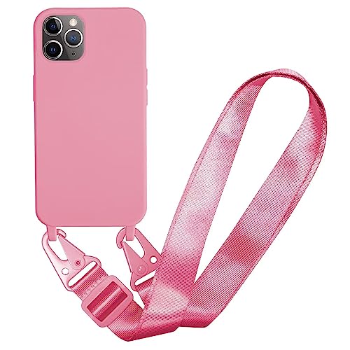 MBSLFY Silikon Handykette für iPhone 11 Pro Hülle mit Band,Verstellbarer Halskette Handyhülle,Necklace Hülle mit Band, Handyhülle für zum Umhängen,Case mit Schnur,Rosa von MBSLFY